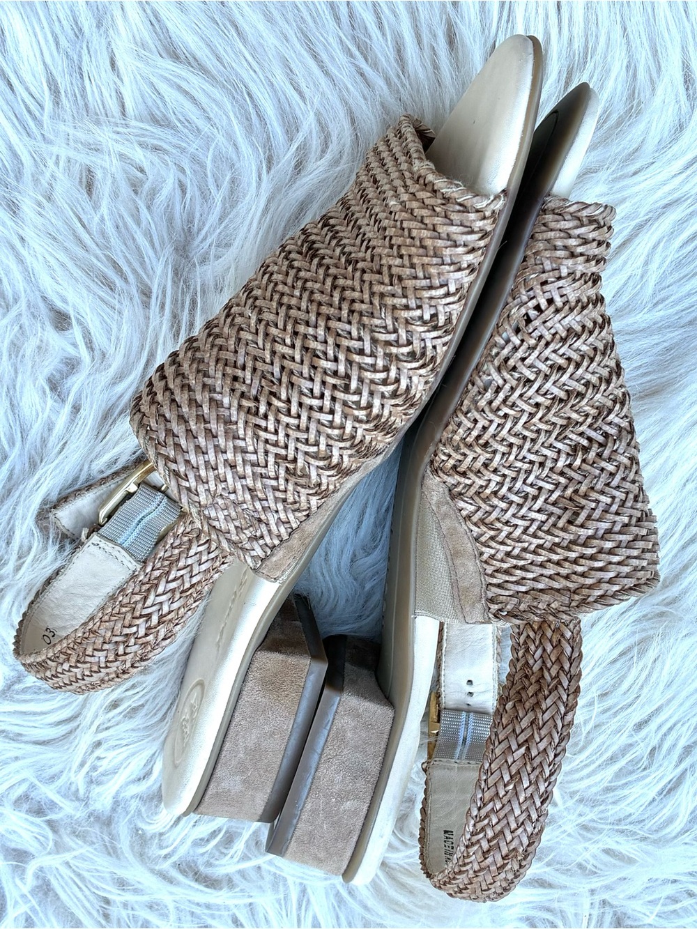 Paul Green NWOT Helena Woven Slingback Low Heel Sandals Sz 10 - Picture 6 of 9